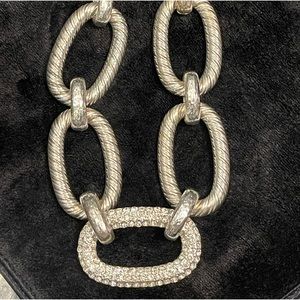 Joan Rivers Large chunky and ornate silver and crystal neck piece